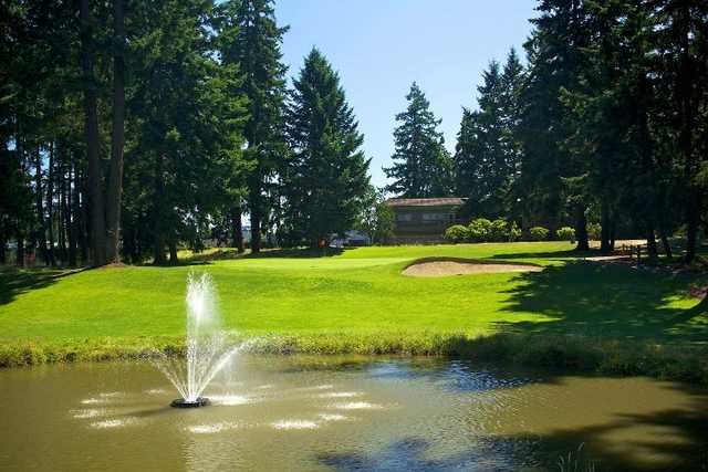 A view of the 10th green at Lake Spanaway Golf Course