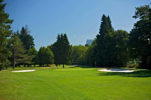 A view of green #18 at Regulation from Jefferson Park Golf Club