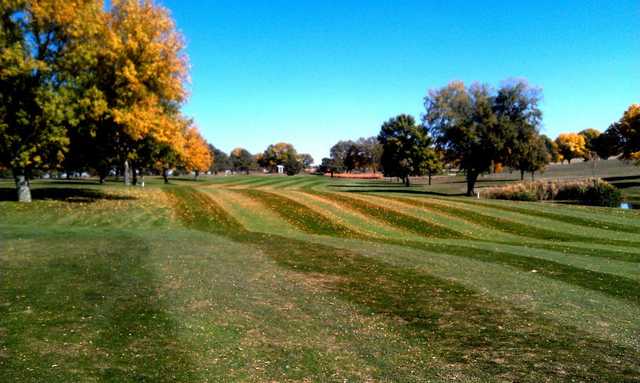 A fall view of a fairway at Meadows Country Club