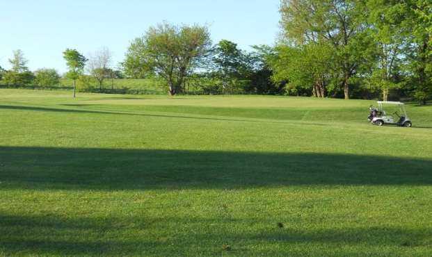 A view of the 1st green at Bow Lake Golf Course