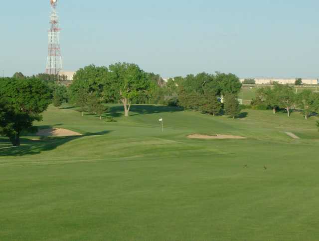 A view of a hole protected by sand traps at Mariah Hills