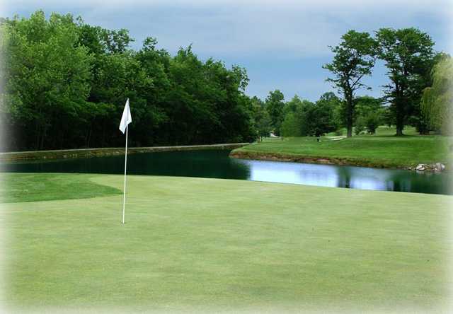 Water comes into play on Edgewood's par-3, 160yds, 17th hole