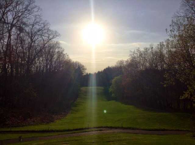 A sunny view of fairway #4 at Ridgeview Golf Club
