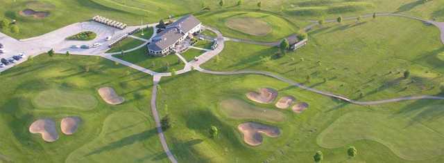 Aerial view of the clubhouse at Railside Golf Club