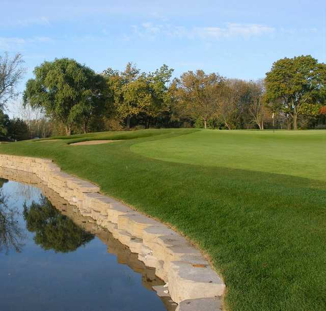 A view of hole #15 at the Bridges at Poplar Creek Country Club