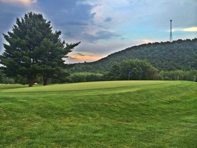 A view of the 12th green at Down River Golf Course