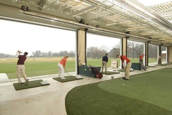 A view of the indoor practice area at Cantigny Golf