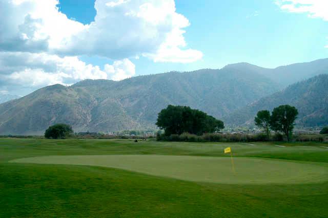 A view of the 13rd hole at Lakes Course at Genoa Lakes Golf Club