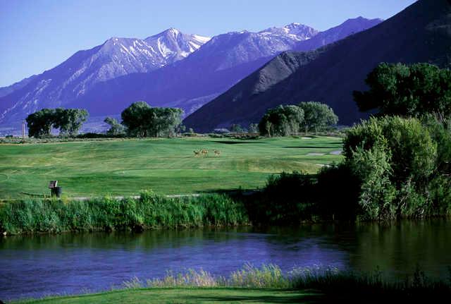 A view of the 17th hole at Lakes Course at Genoa Lakes Golf Club