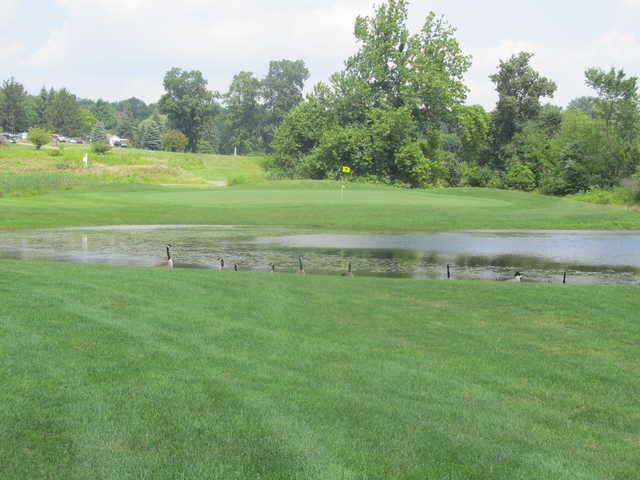A view of a green at Indian Run Golf Club