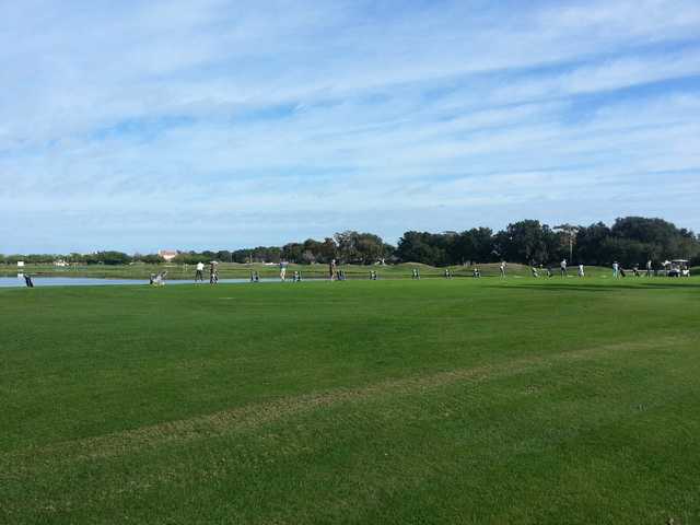 A view of the driving range tees at Remington Golf Club