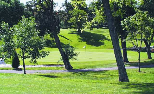 A view of the 5th green at American Falls Golf Course