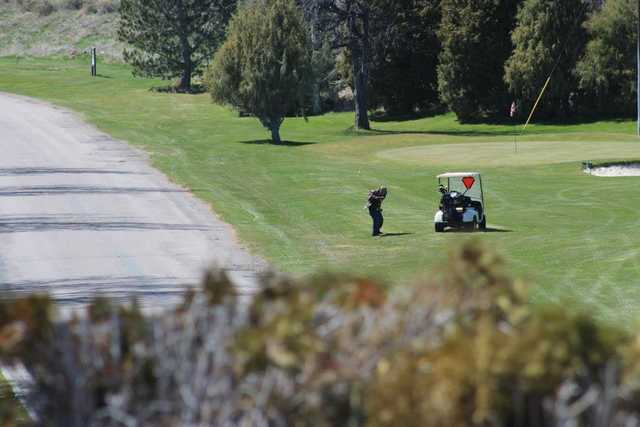 A view of the 8th green at American Falls Golf Course