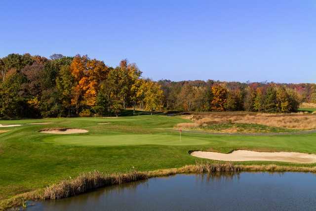 A view over the water from Mercer Oaks Golf Course