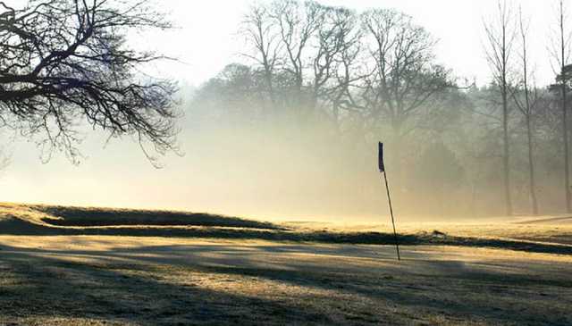 A view of a hole surrounded by mist at Fintona Golf Club