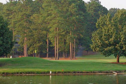A view over the water of the 18th hole at Creek from Carolina Trace Country Club