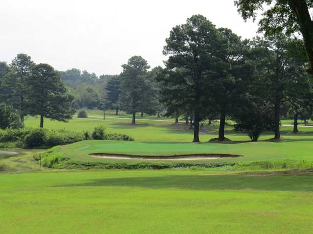 A view of the 2nd green at River Bend YMCA Golf Course