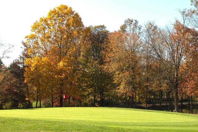 A fall view of a hole at Cream Ridge Golf Club