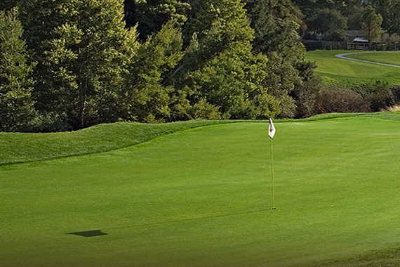 A view of a hole at Mission Mountain Golf Club