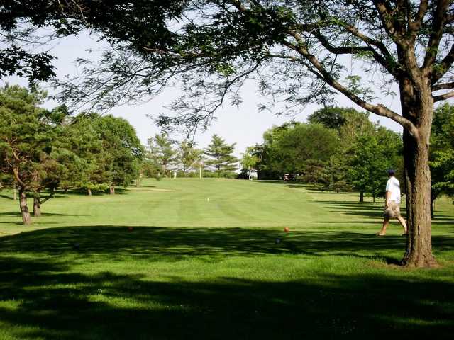 A view of a tee at Cedar Pointe Golf Course