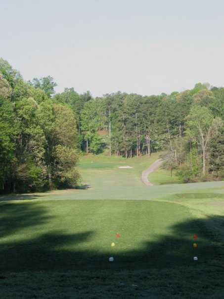 A view of hole #15 from the tee at Mystery Valley Golf Club