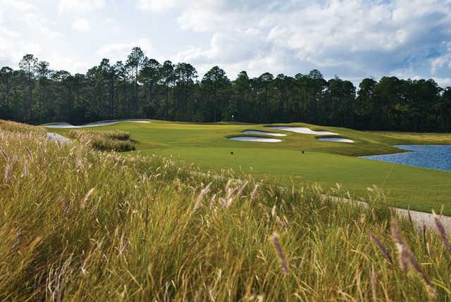 A view of a tee at The Club at Venetian Bay