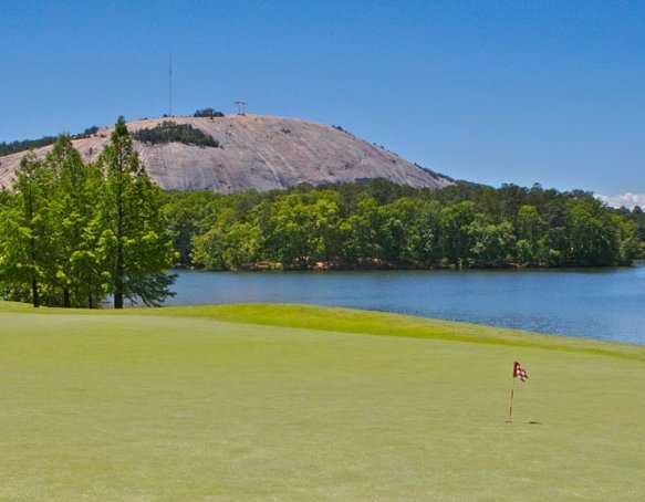 A view of the putting green at Stone Mountain Golf Course