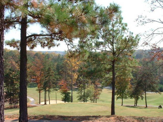 An autumn view of the 17th hole at Sugar Hill Golf Club