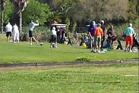 A view of the practice area at Silver Dollar Golf & Trap Club