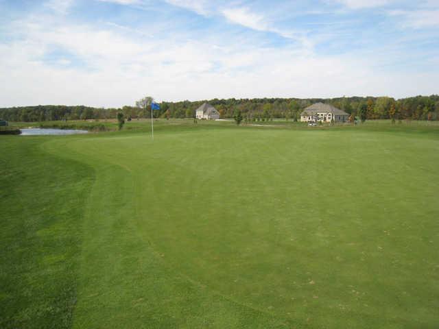 A view of the 1st green at The Ridge Golf & Gardens