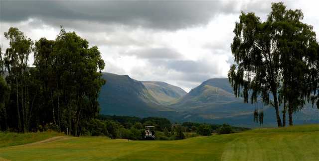 The Spey Valley mountain range and golf carts