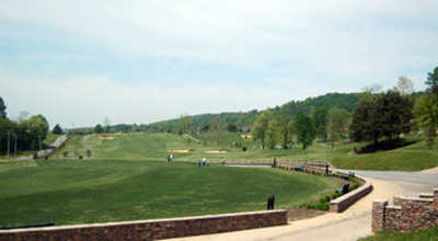 A view of the driving range at Crockett Ridge Golf Course