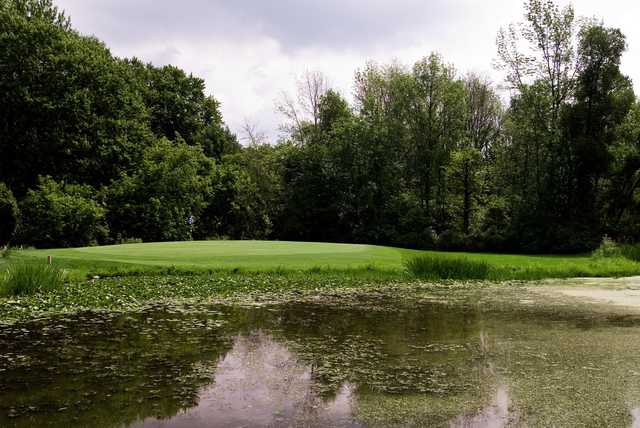 A view of a green with water coming into play at Belle River Golf & Country Club