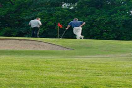 A view of a hole at Wetlands Golf Course