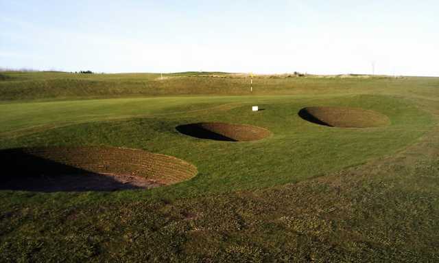 A view of the new bunkers from hole #17 at Eyemouth Golf Club