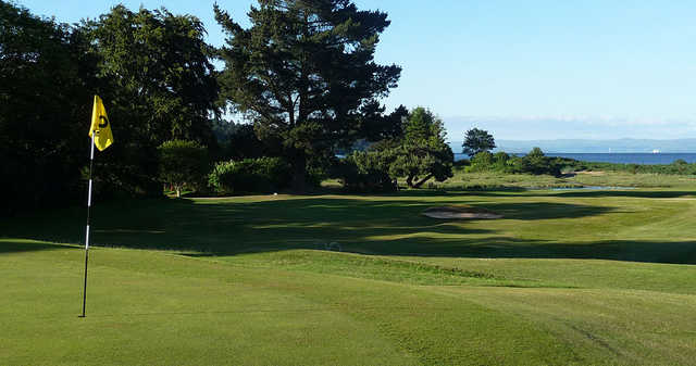 Looking back from the green at Brodick Golf Club