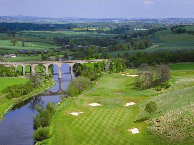 Aerial view of The Viaduct at SCHLOSS Roxburghe Golf Course