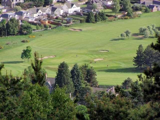 An aerial view over Ballater Golf Course