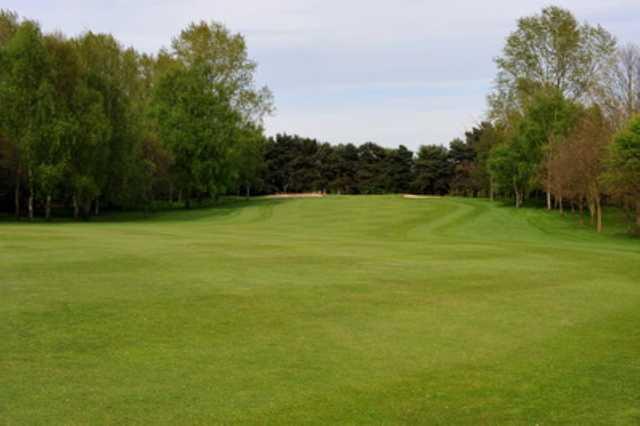 The tree lined approach to the 11th hole at Kidderminster Golf Club 