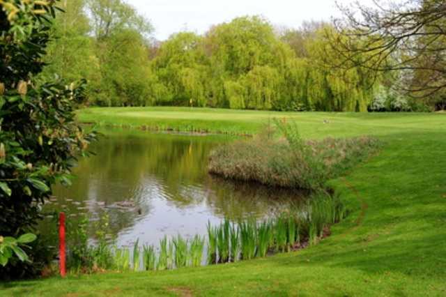 A view over the lake of the 7th approach at Kidderminster Golf Club 