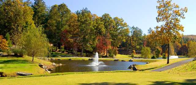 View from the 1st tee towards the pond and 10th hole at Cummings Cove Golf & Country Club.