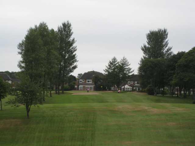 The approach to the 2nd at Harwood Golf Club 