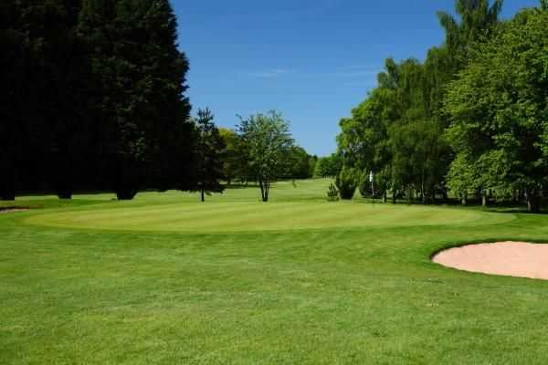 Sand guarding the 4th green at Shrewsbury Golf Club
