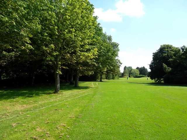 View back down the 7th green in the sunshine at Panshanger Golf Club