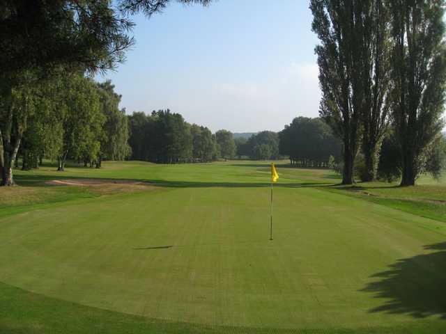 View of the 9th green back down the fairway at Walmley Golf Club 