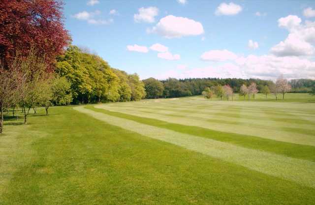 The lush fairway leading to the 1st green at Gogarburn Golf Club