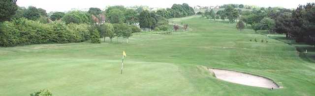 Aerial view over the well kept 17th at West Bradford Golf Club