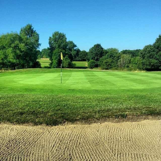 Superb view of the 11th green and bunker at Maylands Golf Club