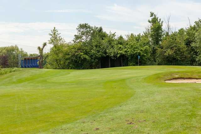 14th green with views of the driving range at Cheshunt Park Golf Centre