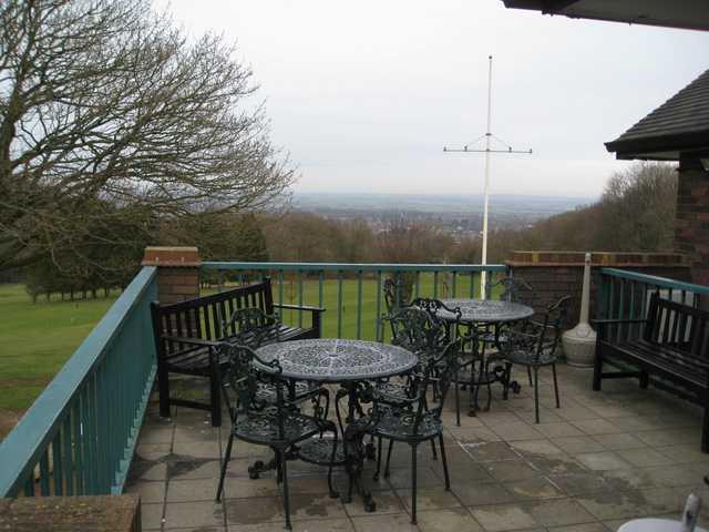The Clubhouse terrace with stunning views of the surrounding countryside at Wrekin Golf Club 